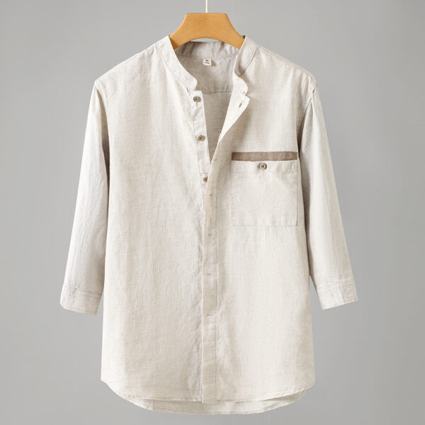 Summer Linen Top  Stand-up Collar Shirt For Men