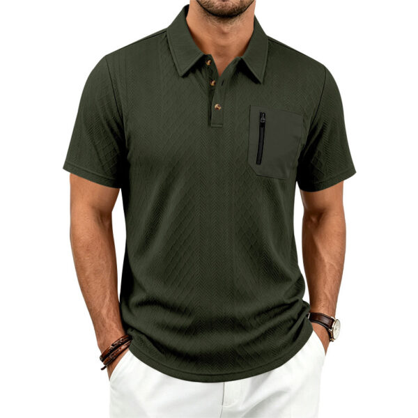 Mens Summer Textured Jacquard Polo Shirt