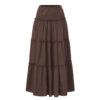 Three Tier Ruffled Cotton Linen Maxi Dress