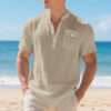 Summer American Linen Men's T-shirt Loose Casual