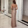 Women V Neck Sequin Spaghetti Strap Maxi Dress Party Dress