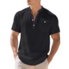 Summer American Linen Men's T-shirt Loose Casual