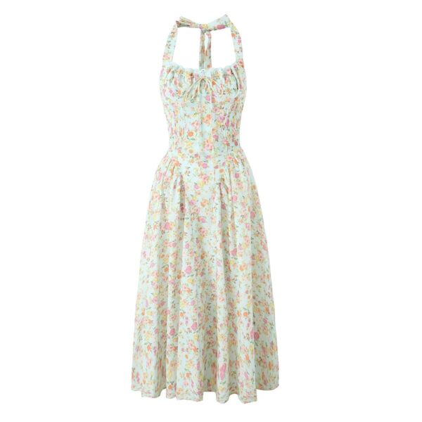 Fashion French Floral Halter Dress Women
