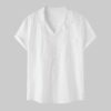 Cotton Linen Short Sleeve Shirt Men Linen Casual Half