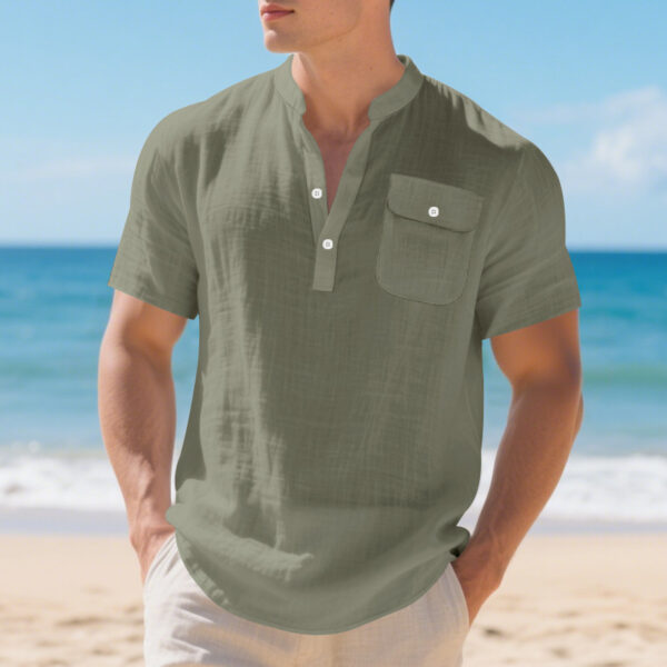 Summer American Linen Men's T-shirt Loose Casual
