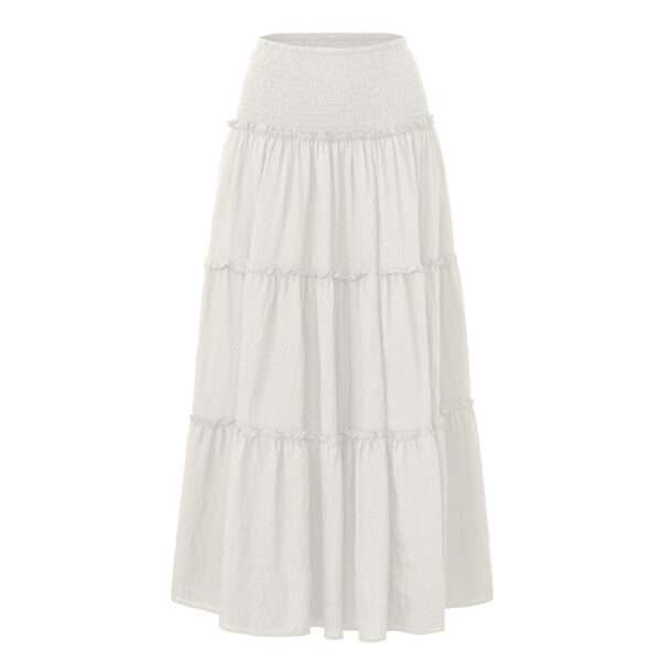 Three Tier Ruffled Cotton Linen Maxi Dress