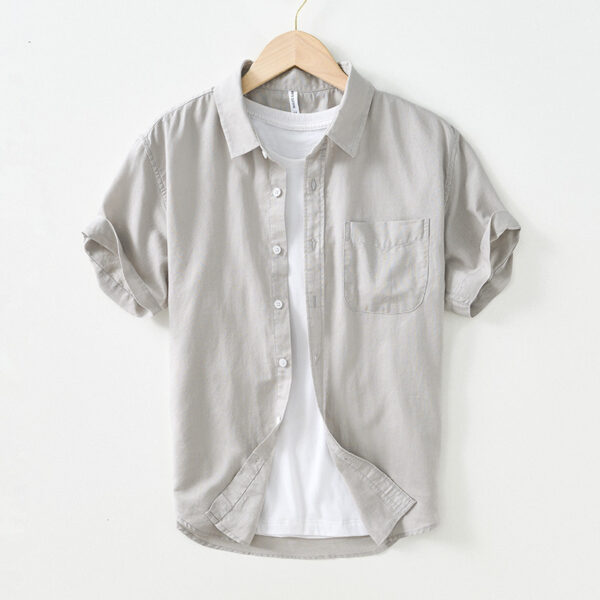 Artistic Simple Cotton And Linen Square Collar Shirt Men
