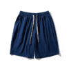 Cotton Line Shorts Men Summer Elastic Waist