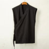 Summer Sleeveless Cardigan Jacket Men Chinese Style V-Neck