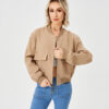 Women's Lightweight Cropped Bomber Jacket Casual Long Sleeve Varsity Jacket With Pocket Fashion Y2k Jacket Streetwear