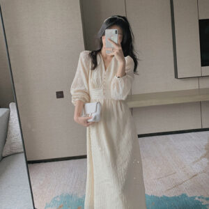 French Puff Sleeve Midi Dress Vintage Designer Women Korean Sequins Dress Elegant Fairy Spring Wedding Party Female Clothes