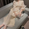 1620381381571.jpg French Puff Sleeve Midi Dress Vintage Designer Women Korean Sequins Dress Elegant Fairy Spring Wedding Party Female Clothes