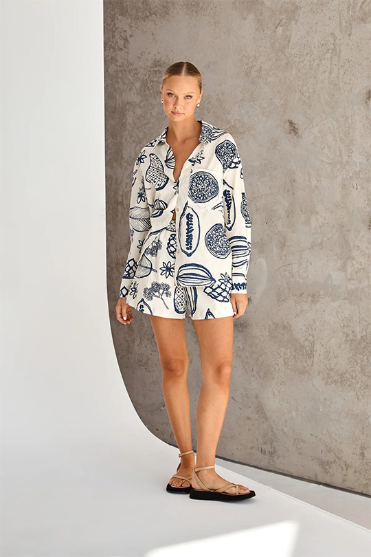 Early Autumn Casual Premium Fruit Printed Shorts Cardigan Suit