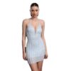 Fashion Party Night Club Style Mesh Rhinestone Strap Sheath Dress