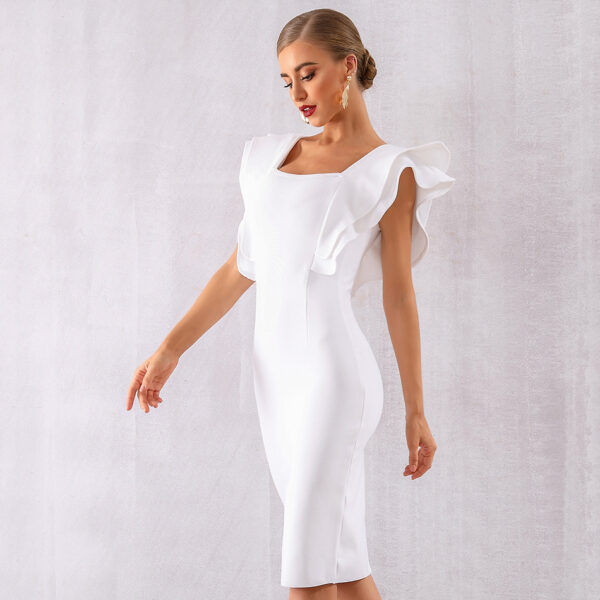 Ruffled Butterfly Sleeve Skinny Club Dress